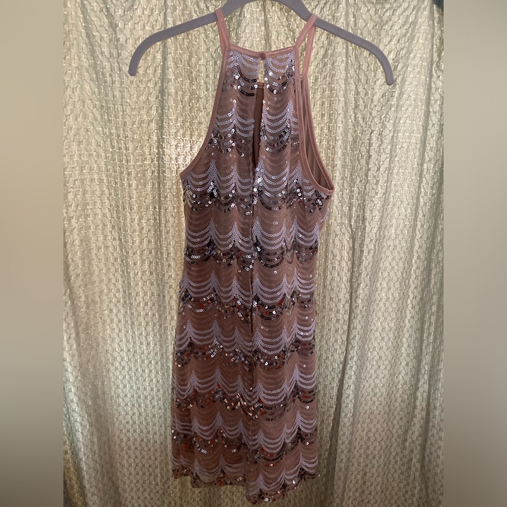 Crystal Doll sequin halter dress sz 11 junior - Picture 3 of 10